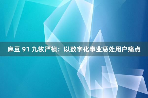 麻豆 91 九牧严桢：以数字化事业惩处用户痛点