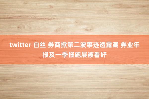twitter 白丝 券商掀第二波事迹透露潮 券业年报及一季报施展被看好